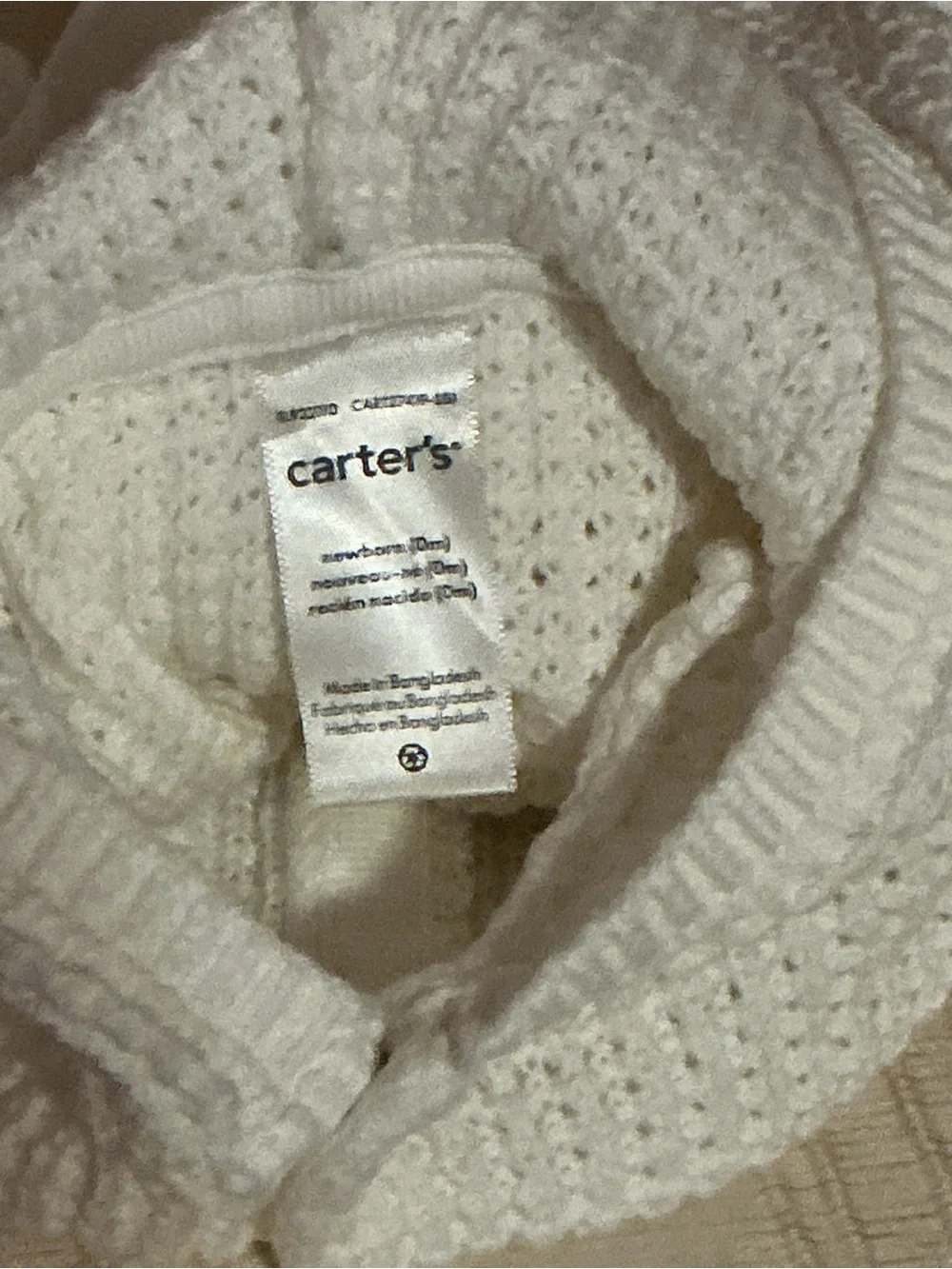 Carter's Cream Knit Hooded Baby Cardigan